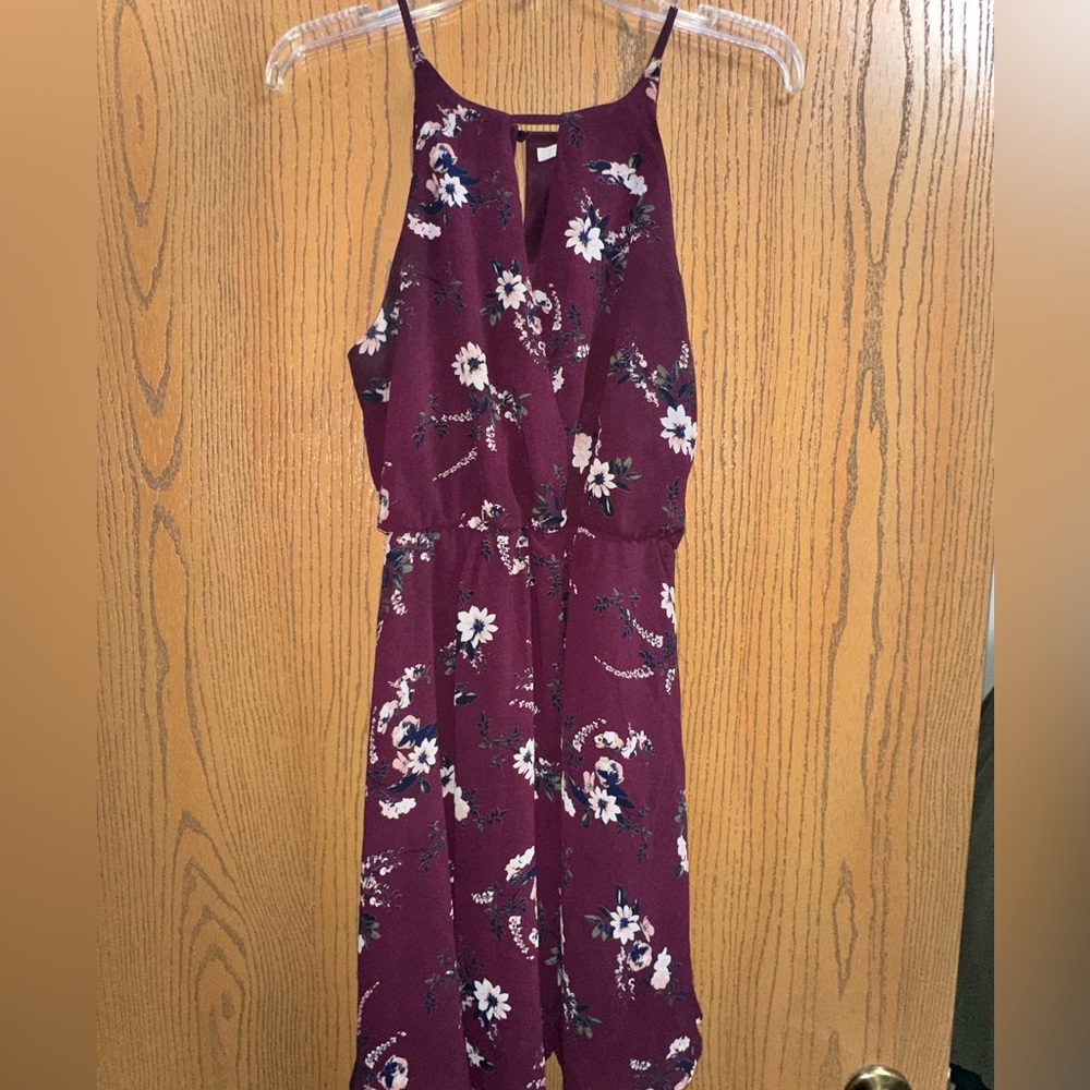 Floral Sleeveless Dress in Burgundy